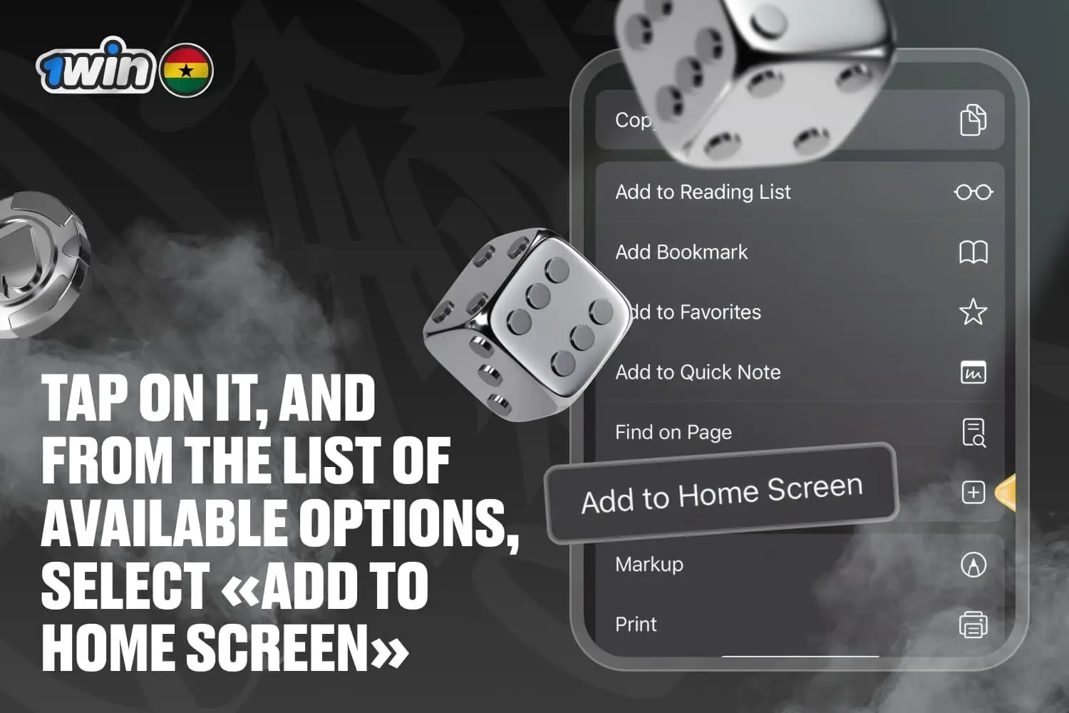 Tap on it, and from the list of available options, select 'Add to Home Screen'
