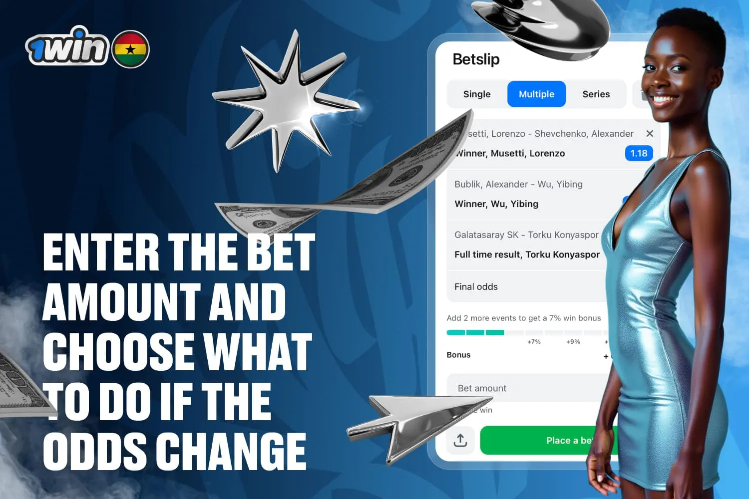 Enter the bet amount and choose what to do if the odds change