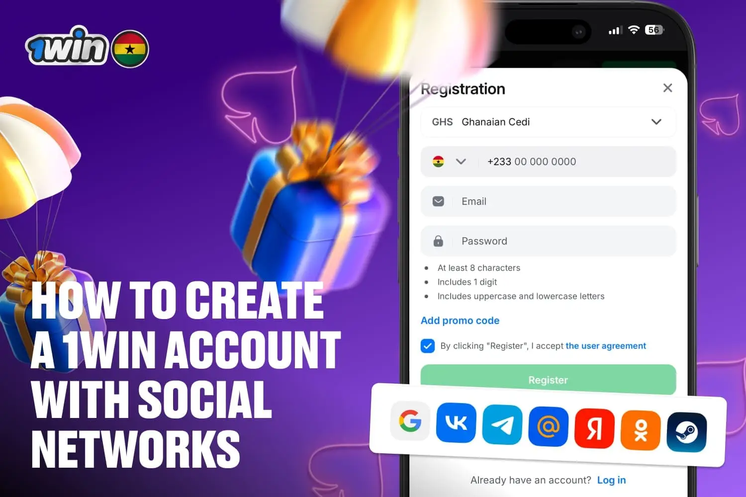 how to create a 1win account with social networks